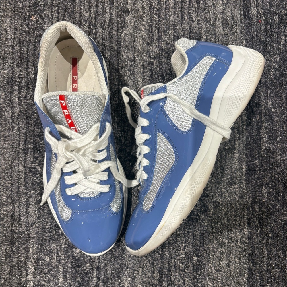 Prada Men's Blue and Gray Sneakers